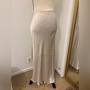 Elegant Cream Silky Maxi Skirt